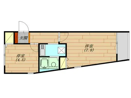 グラマシー若林(2K/2階)の間取り写真