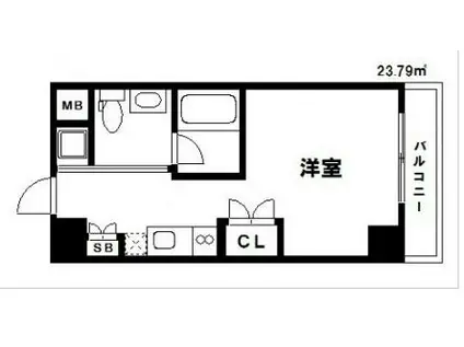 リヴィエール シャン(1K/4階)の間取り写真