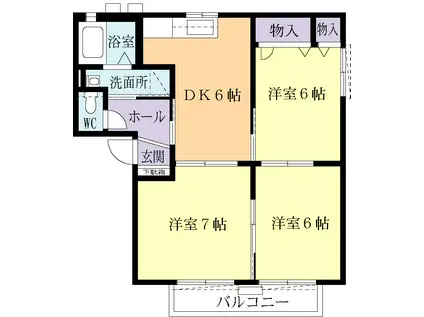 フロレアールG(3DK/1階)の間取り写真