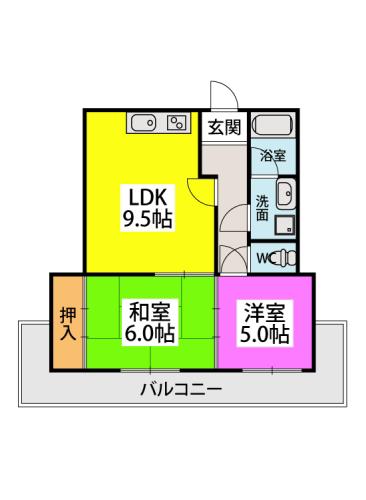 メゾン佐藤(2LDK/3階)の間取り写真