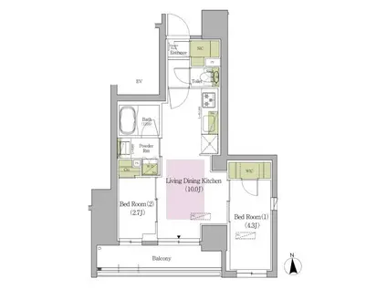 アーバネックス早稲田テラス(2LDK/7階)の間取り写真