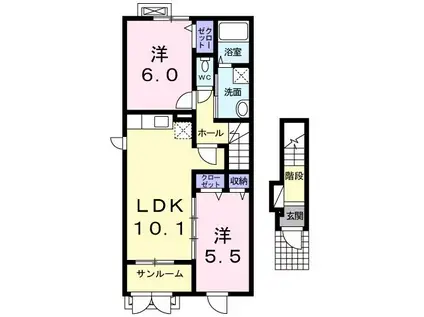 ラフレシール A(2LDK/2階)の間取り写真