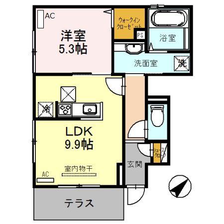 ウノアルボル(1LDK/1階)の間取り写真