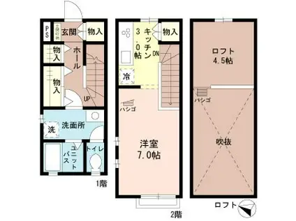 HILLS彩(ワンルーム/1階)の間取り写真