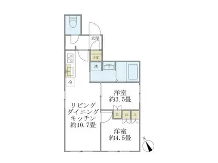 プラティーク清澄庭園(2LDK/4階)の間取り写真