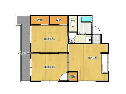 コーポ城野(2DK/3階)の間取り写真