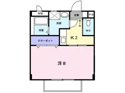 ミレニアムハイツ(1K/2階)の間取り写真