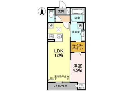 KANONカノン(1LDK/1階)の間取り写真