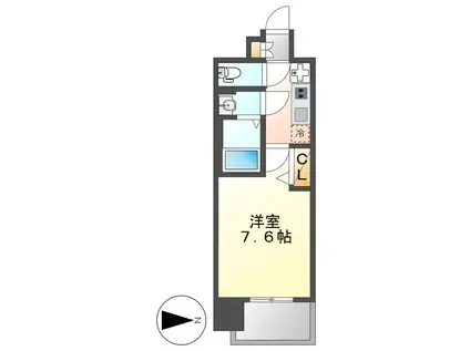 メイクスデザイン上前津(1K/14階)の間取り写真