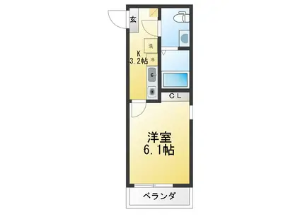 LINEA K.B(1K/4階)の間取り写真
