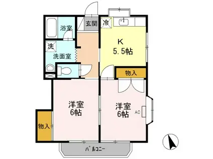 メゾンK V(2K/2階)の間取り写真