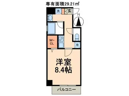 スペーシア秋葉原(1K/11階)の間取り写真