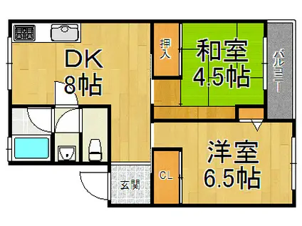 ハイツ桜ヶ丘(2DK/1階)の間取り写真