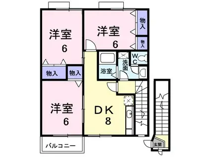 フィオーレII(3DK/2階)の間取り写真