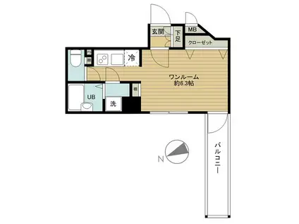 ヴェルト芝浦(ワンルーム/8階)の間取り写真