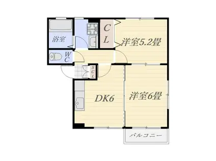 スカイヒルズ綾(2DK/2階)の間取り写真