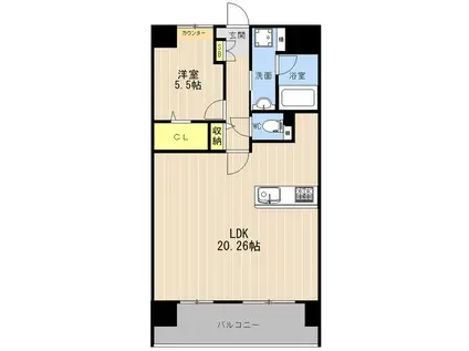 LIBTH菊陽II(1LDK/6階)の間取り写真