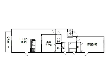 ローゼ八坂(2LDK/1階)の間取り写真
