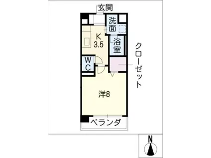 シャルマン朝明(1K/1階)の間取り写真