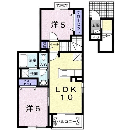 ルミナーレ西浜(2LDK/2階)の間取り写真