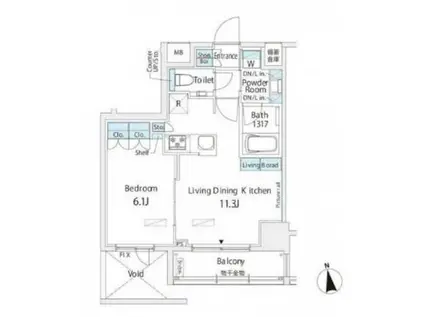 BELLE VUE 浅草橋(1LDK/6階)の間取り写真