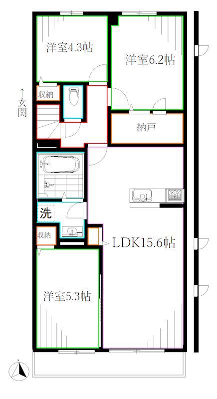 CLASIA JINDAIJI(3LDK/2階)の間取り写真