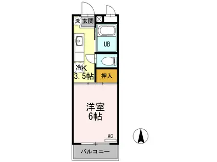 グランドキャッスル橋塚(1K/2階)の間取り写真