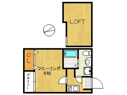 DREAM STAGE N2(1K/2階)の間取り写真
