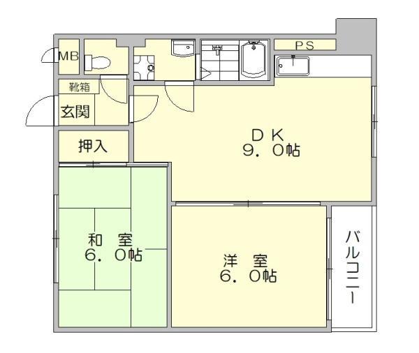 パストラルミキ(2DK/6階)の間取り写真