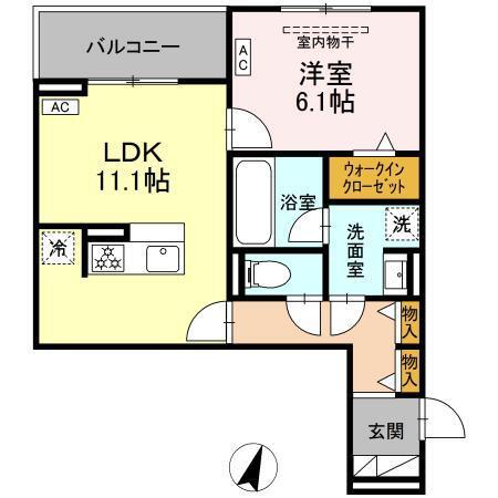ビスタレイルウェイ八田(1LDK/3階)の間取り写真
