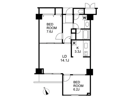ドミール南青山(2LDK/2階)の間取り写真
