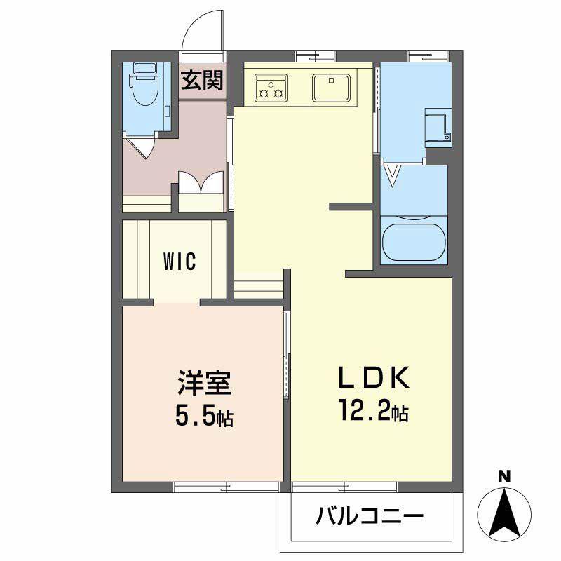 ドルフ野口I(1LDK/2階)の間取り写真
