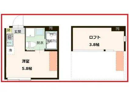 レアレア(ワンルーム/1階)の間取り写真