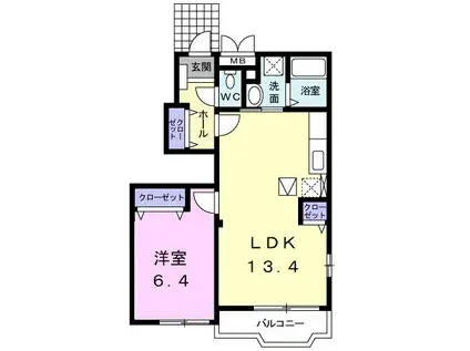 ベルグランA(1LDK/1階)の間取り写真