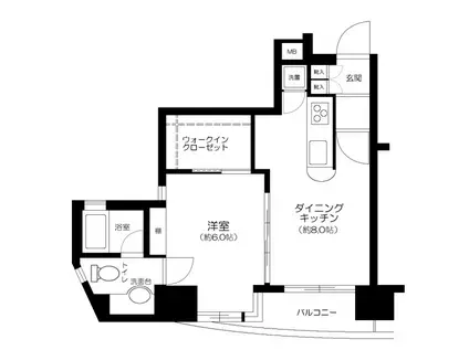 デュオスカーラ虎ノ門(1DK/6階)の間取り写真