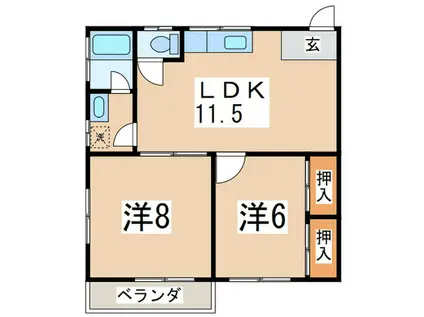 コーポ石渡F(2LDK/2階)の間取り写真