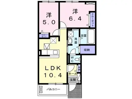インフォレスト横浜B棟(2LDK/1階)の間取り写真