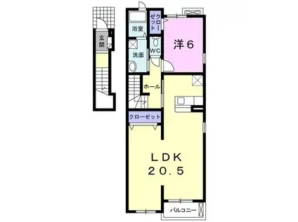 エスティーム(1LDK/2階)の間取り写真