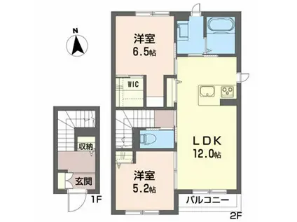 アジェラート(2LDK/2階)の間取り写真