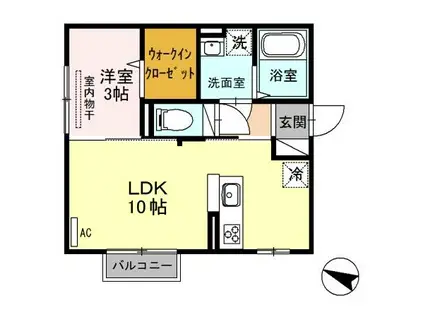 エムアンドエス駅南(1LDK/2階)の間取り写真