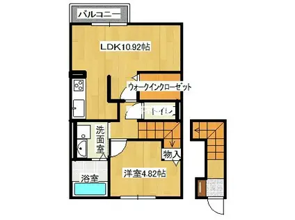 リルシア八戸(1LDK/2階)の間取り写真