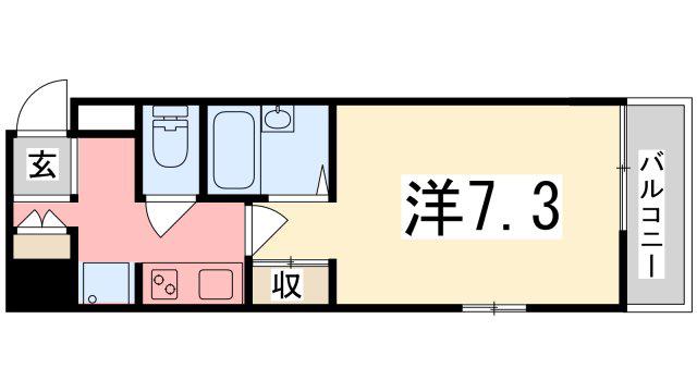 ジュネス姫路II(1K/5階)の間取り写真