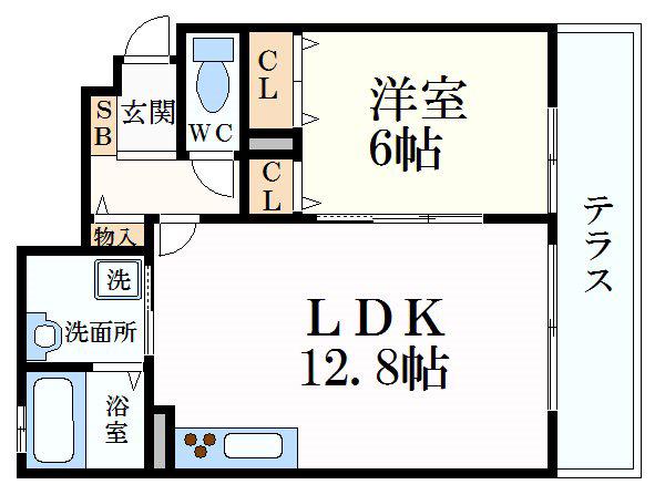 OA FLAT垣内南町(1LDK/1階)の間取り写真