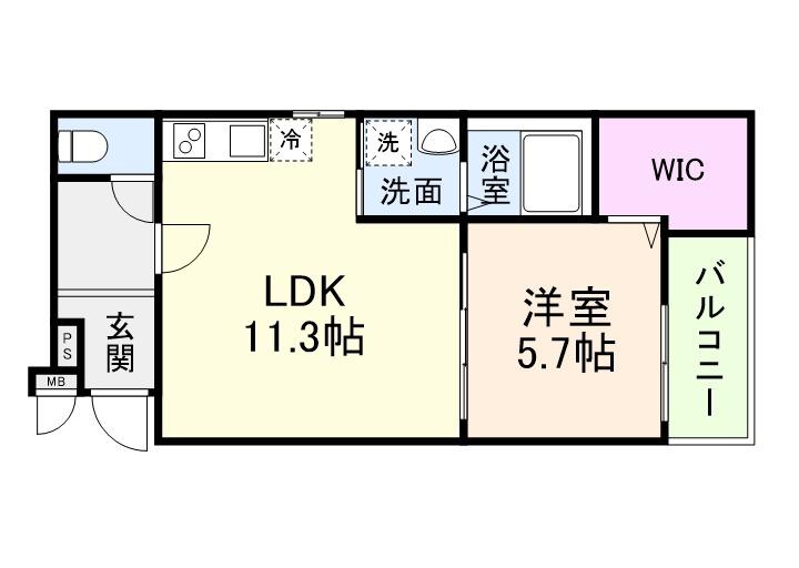 STスクエア徳庵(1LDK/2階)の間取り写真