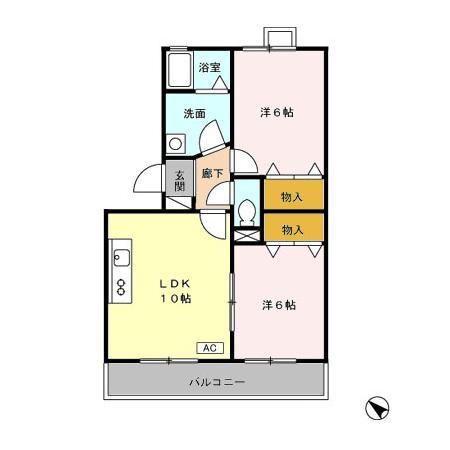 べイコート(2LDK/3階)の間取り写真