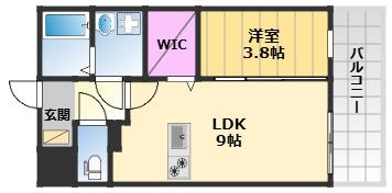 サザンクレスト高師浜(1LDK/2階)の間取り写真