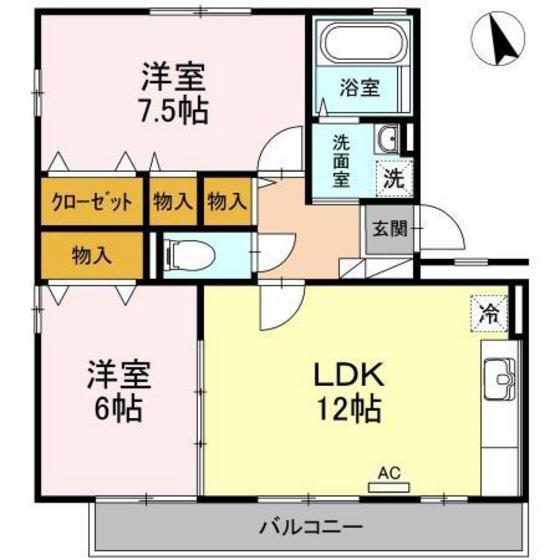 サニーウェル(2LDK/2階)の間取り写真