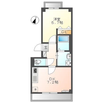 サンフォレスタ2番館(1DK/2階)の間取り写真