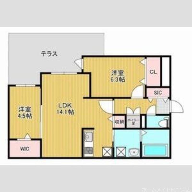THE RESIDENCE 南平岸(2LDK/1階)の間取り写真