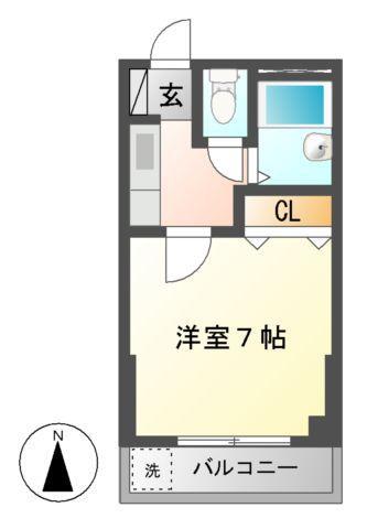コテージ東海(1K/1階)の間取り写真